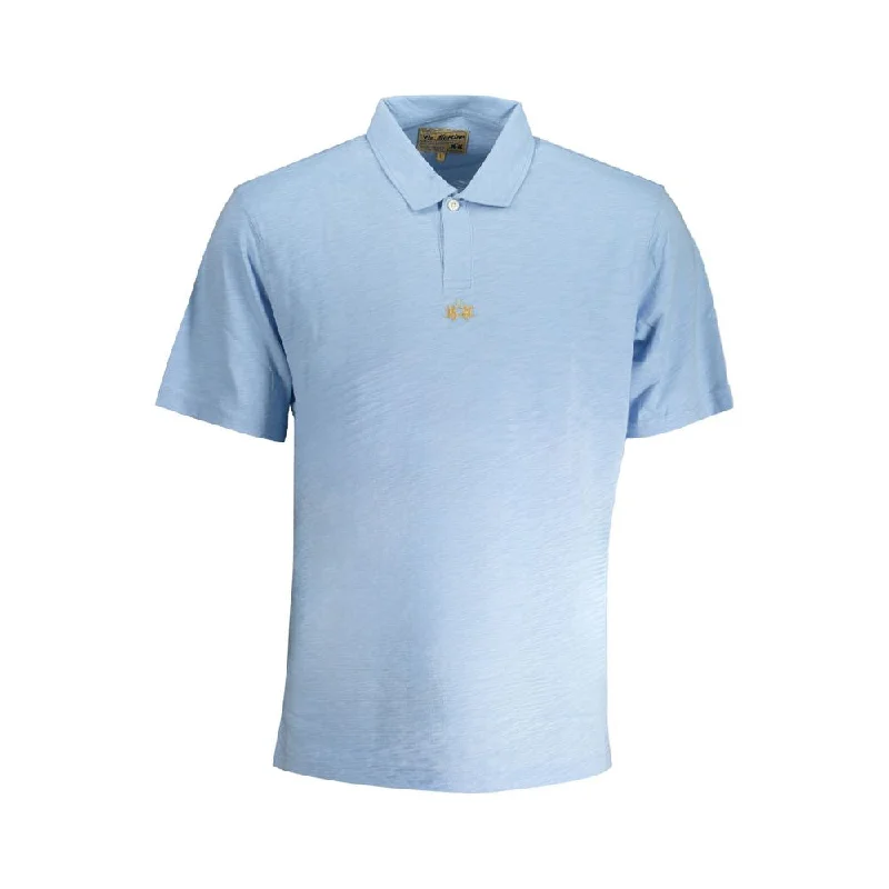 Men’s short-sleeve inlet tees-La Martina blue Cotton Polo Men's Shirt