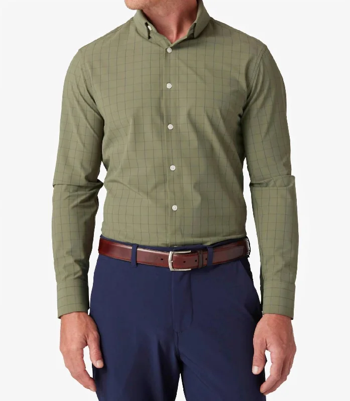 Men's elegant moiré shirts-Leeward Dress Shirt In Sage Lexington Plaid