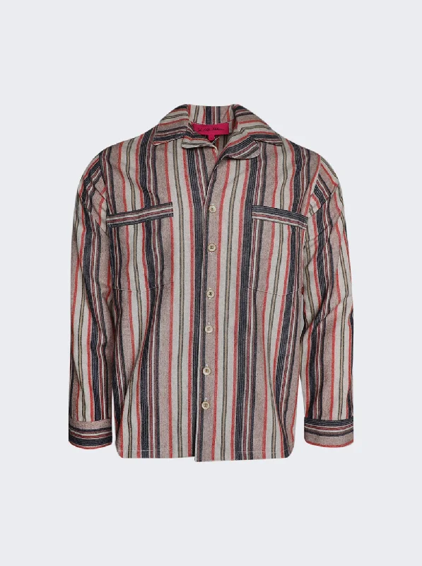 Men's elegant offset shirts-Leisure Stipe Shirt