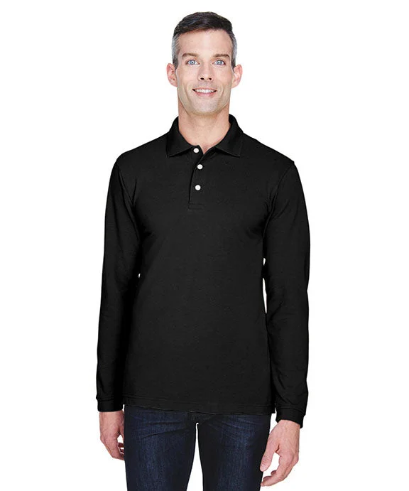 Men’s short-sleeve isle shirts-M265L - Harriton Mens 5.6 oz. Easy Blend™ Long-Sleeve Polo Shirt