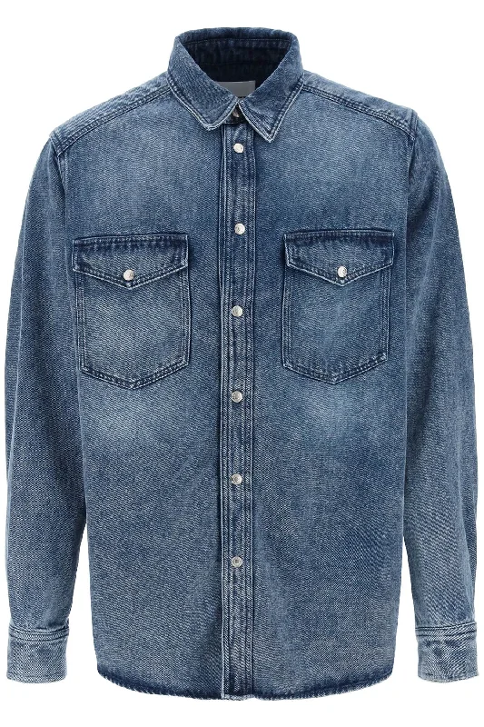 Men's subtle micro-mosaic shirts-Marant Men's Overshirt In blue Tailly