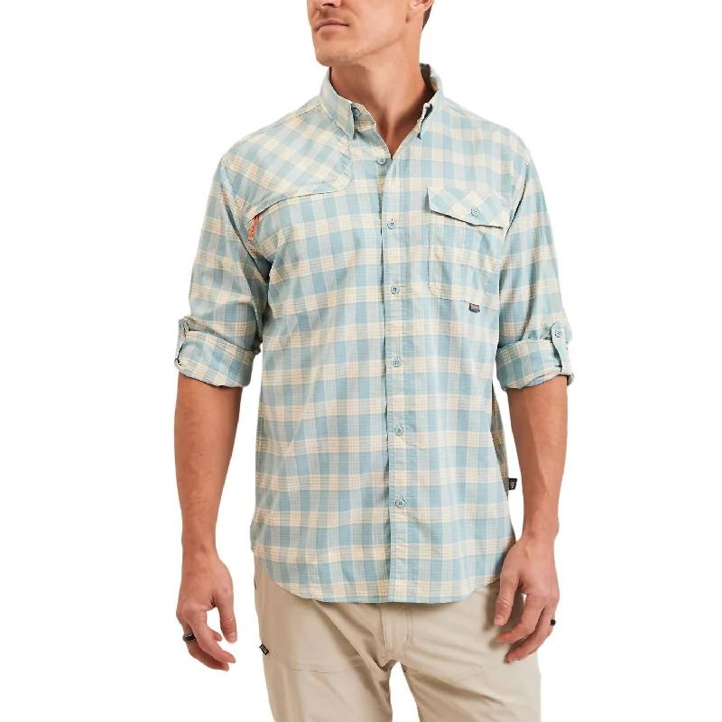 Men's formal micro-satin shirts-Matagorda Longsleeve Shirt In Summer Sky