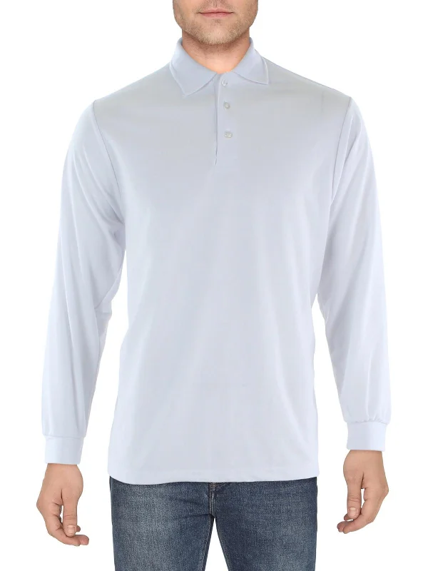 Men’s short-sleeve xeric shirts-Mens Collared Button Polo