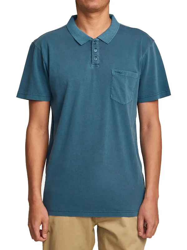 Men’s short-sleeve jut tops-Mens Cotton Faded Polo