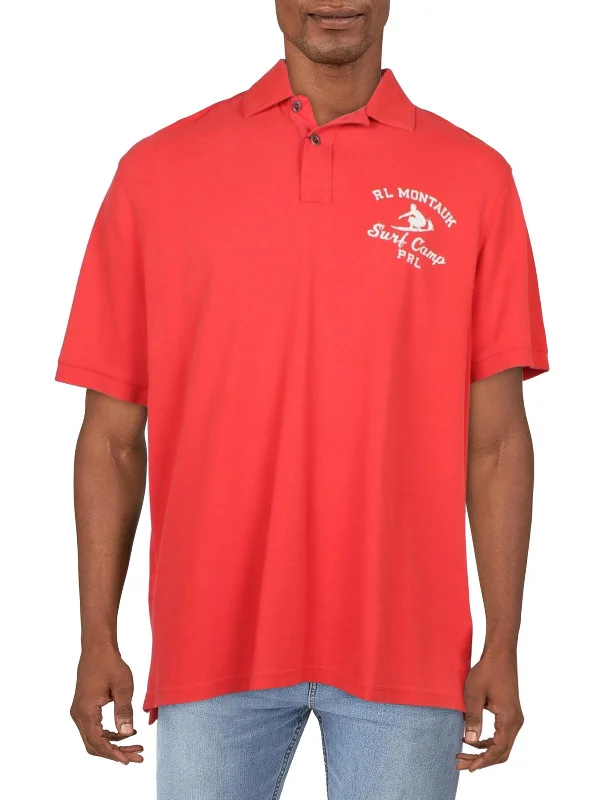 Men’s short-sleeve urn tops-Mens Cotton Graphic Polo