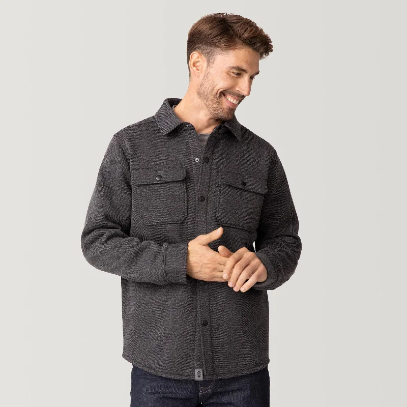 Men's bold warp-print shirts-Men's Fleece Twill Snap Front Shirt