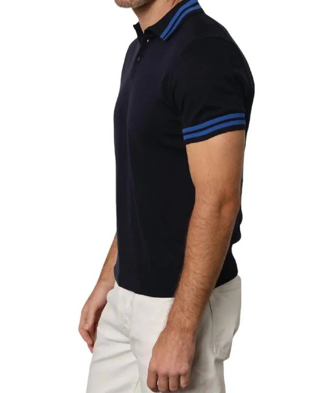 Men’s short-sleeve vale shirts-Men's Linen Polo In Black