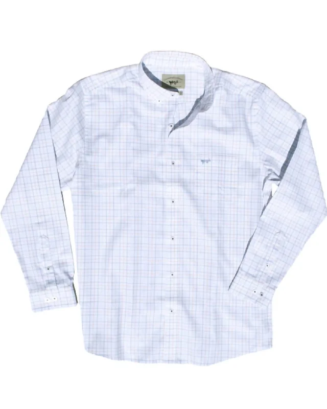 Men's elegant split-cuff shirts-Men's Long Sleeve Sport Shirt In Island Check