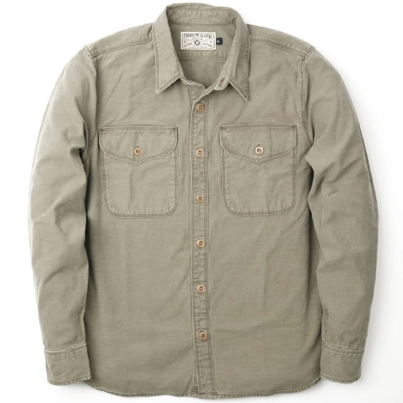 Men's casual heather-knit shirts-Men's Utility Light Shirt In Olive