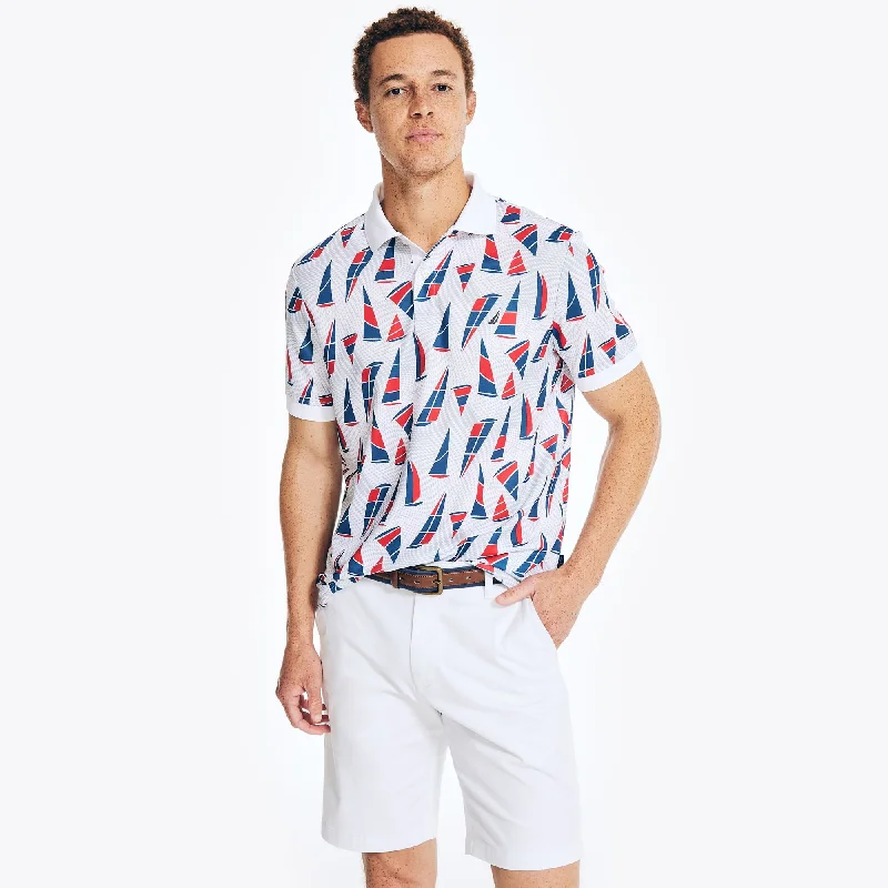 Men’s short-sleeve cedar shirts-Nautica Mens Navtech Classic Fit Printed Polo