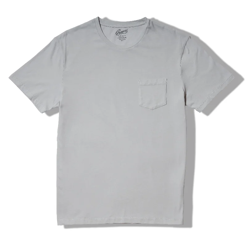 Men’s short-sleeve yowl tops-Pima Cotton Pocket Tee - Glacier Gray