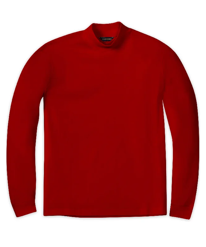 Men's crisp zephyr shirts-Pima Mock Turtleneck, Dark Cherry