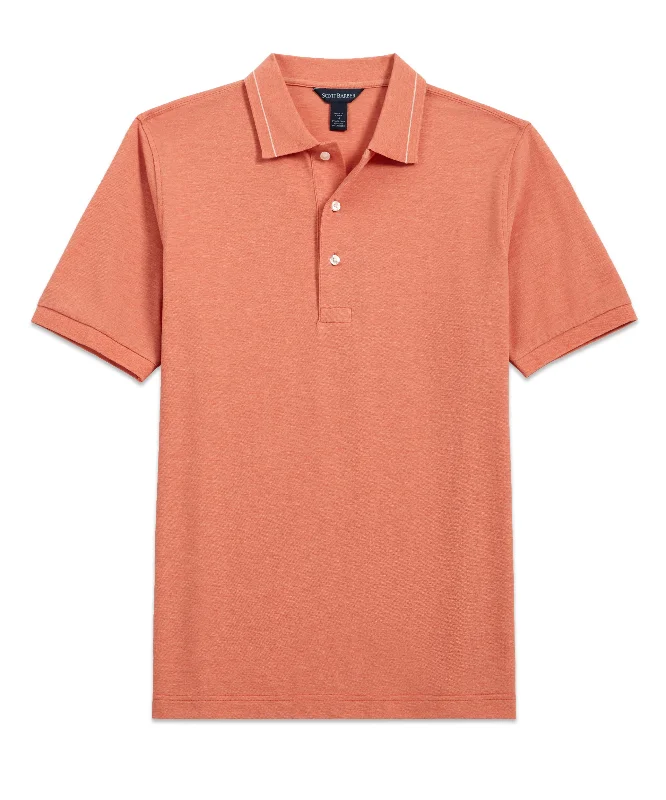 Men's trendy cinched shirts-Pima Silk Pique Polo, Coral