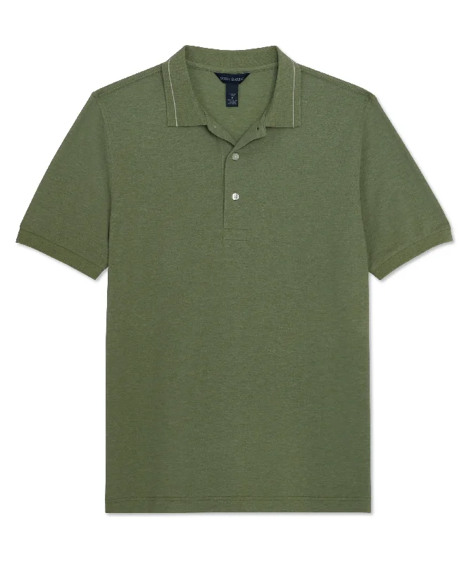 Men's formal sheen-stripe shirts-Pima Silk Pique Polo, Sage