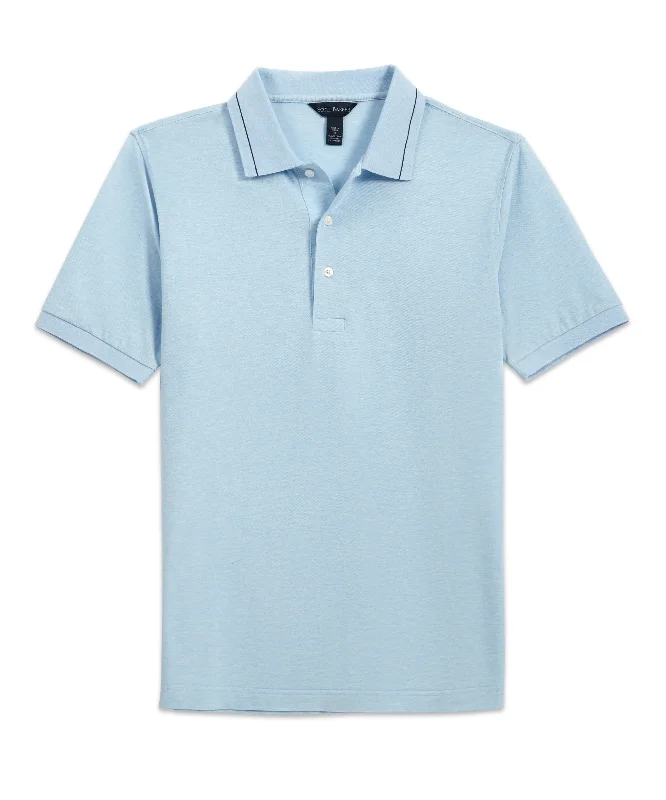 Men's luxury plissé shirts-Pima Silk Pique Polo, Sky Heather