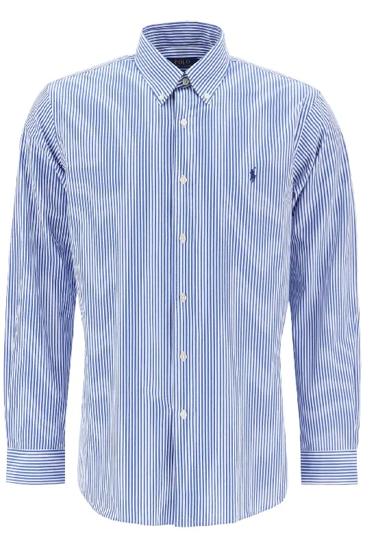 Men's stylish tiered-sleeve shirts-Polo Ralph Lauren Men's 'Striped Stretch Poplin Shirt With