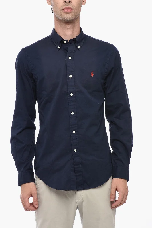 Men’s short-sleeve dune shirts-Polo Ralph Lauren Twill Cotton Shirt with Button-down Collar