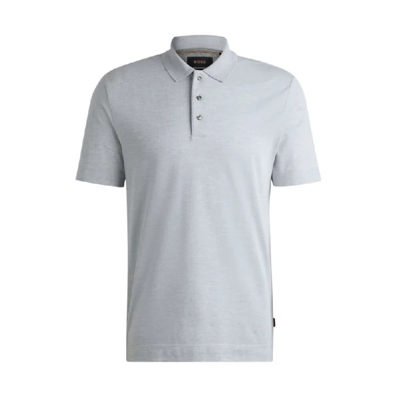 Men’s short-sleeve ledge shirts-Polo shirt in cotton and silk with corduroy effect