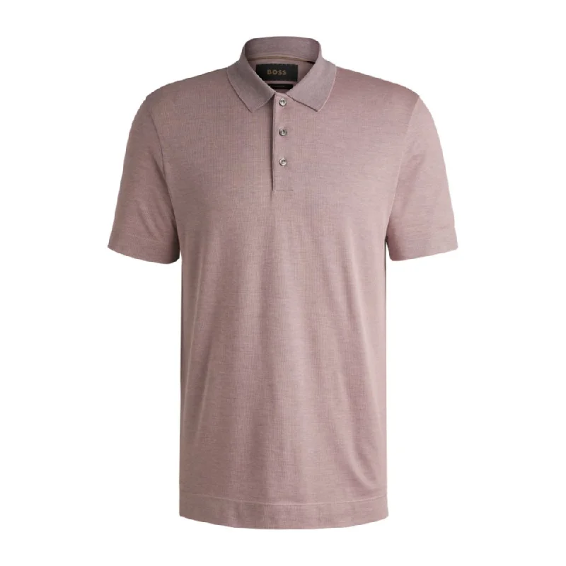 Men’s short-sleeve islet tops-Polo shirt in cotton and silk with corduroy effect