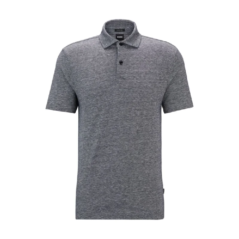 Men’s short-sleeve yucca tees-Regular-fit polo shirt in cotton and linen