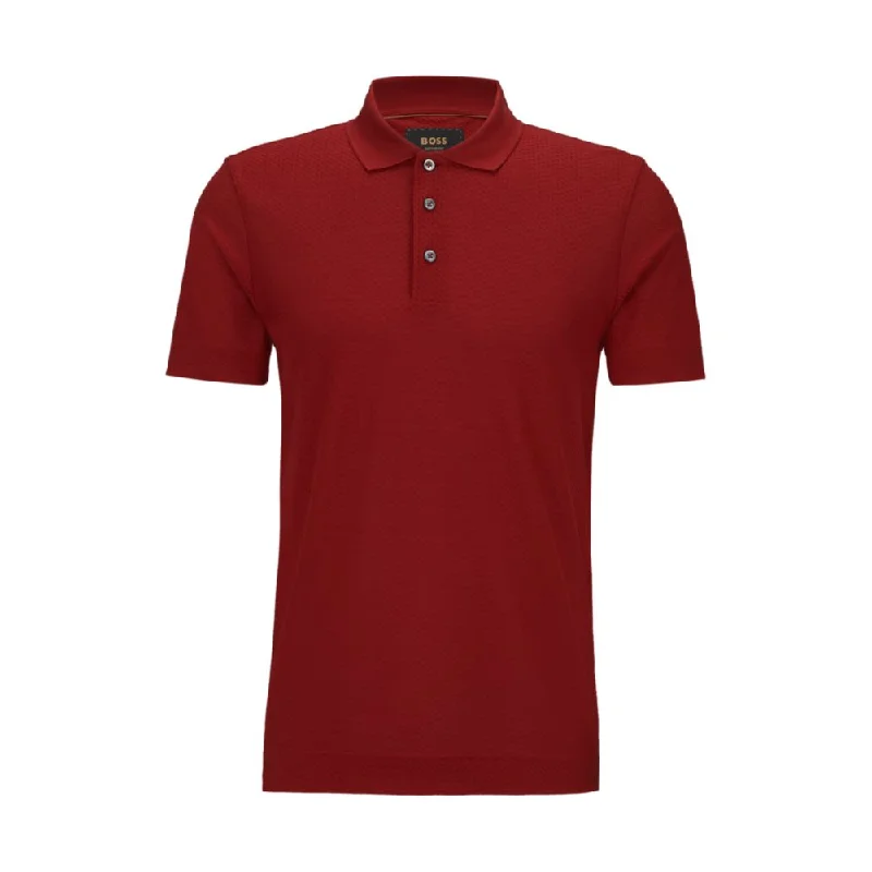 Men’s short-sleeve mire polos-Regular-fit polo shirt in cotton and silk