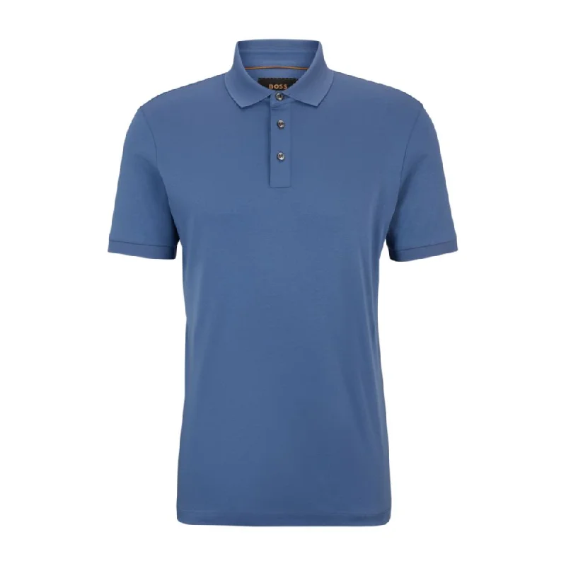 Men’s short-sleeve glen tees-Regular-fit polo shirt in mercerized Italian cotton