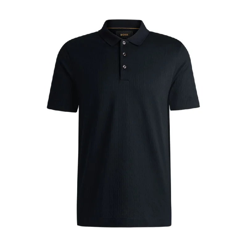 Men’s short-sleeve dell tees-Regular-fit polo shirt in quilted cotton and silk