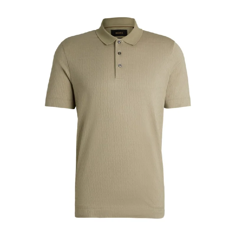 Men’s short-sleeve tilt tees-Regular-fit polo shirt in quilted cotton and silk