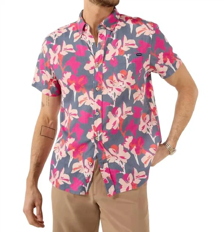 Men's soft dobby-weave shirts-Shakedown Street Friday Shirt In Dusty Blue Floral