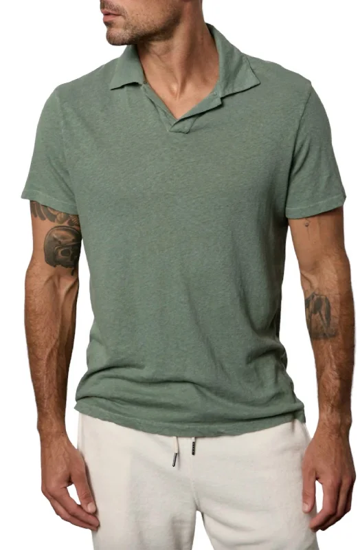 Men’s short-sleeve yew polos-Short Sleeved Beck Terry Polo In Green