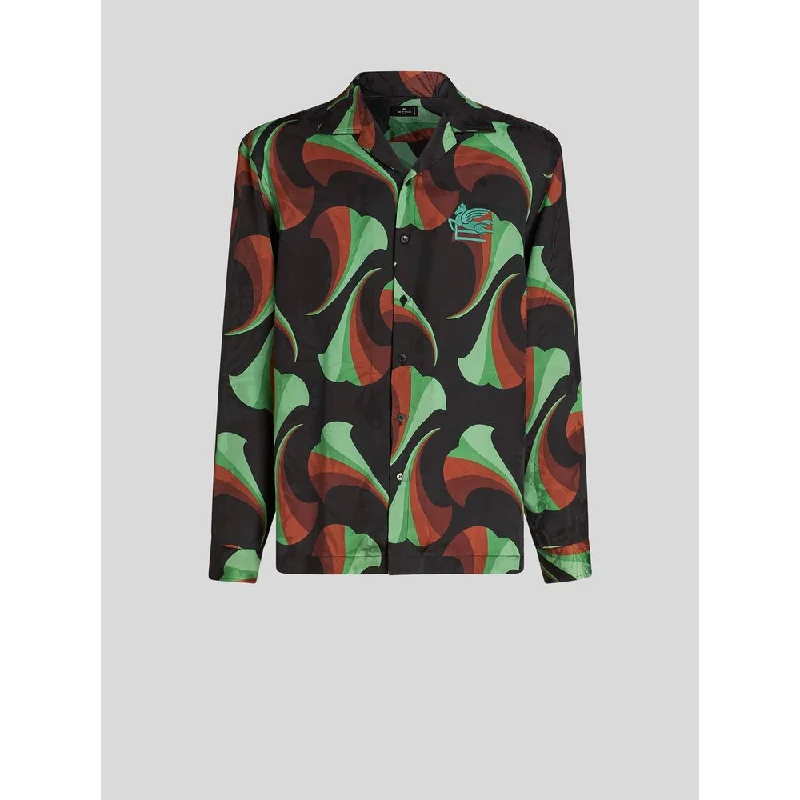 Men's classic covert shirts-SILK BOWLING SHIRT WITH FLORAL PRINT