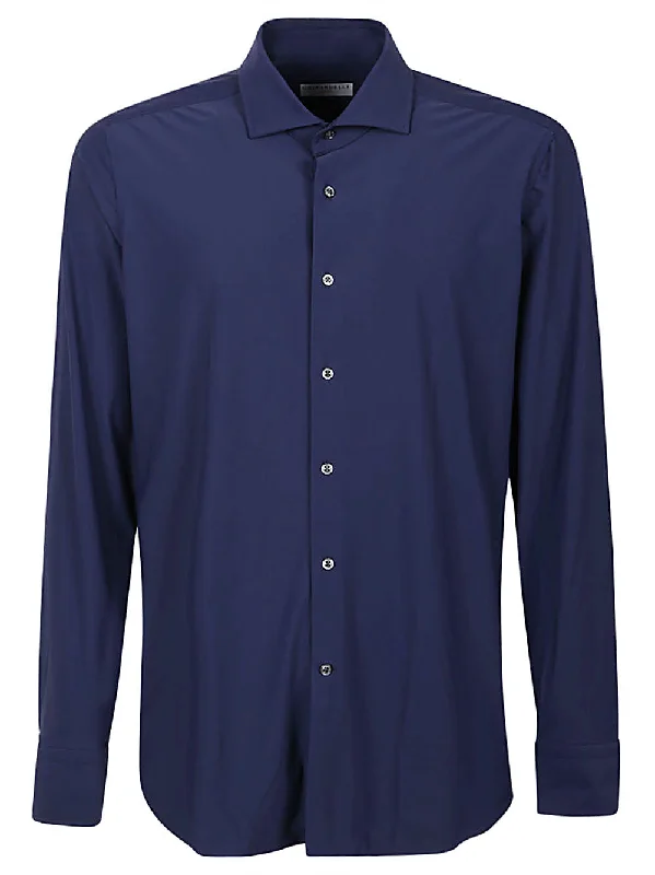 Men's sleek vapor-light shirts-Sonrisa Men's Shirts blue