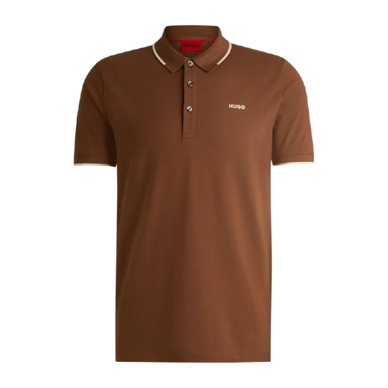 Men’s short-sleeve luff shirts-Stretch-cotton slim-fit polo shirt with printed logo