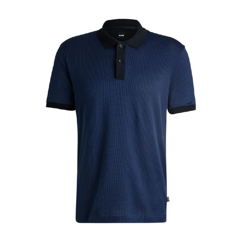 Men’s short-sleeve urn tops-Structured-cotton polo shirt with solid trims