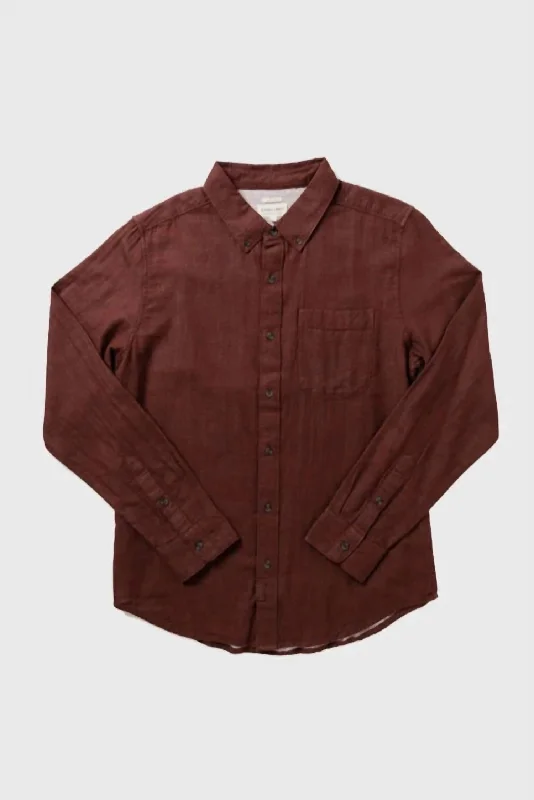 Men's casual heather-knit shirts-Sutton Doublecloth Button Down Shirt In Burgundy