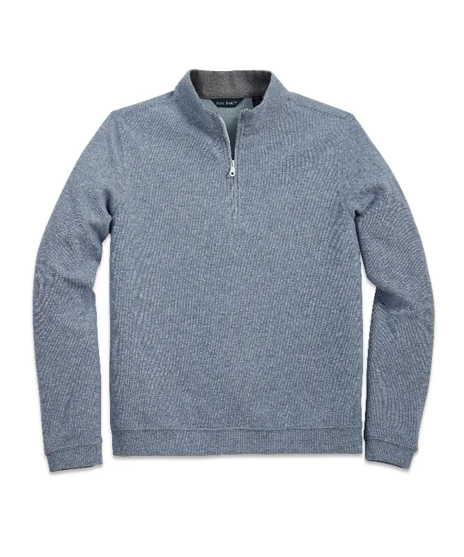 Men's soft piqué-knit shirts-Tech Knit Pullover, Country Blue