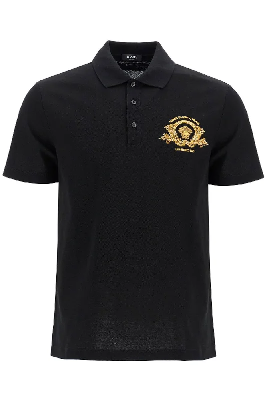 Men’s short-sleeve dell tees-Versace Men's Short-Sleeved Polo Shirt With