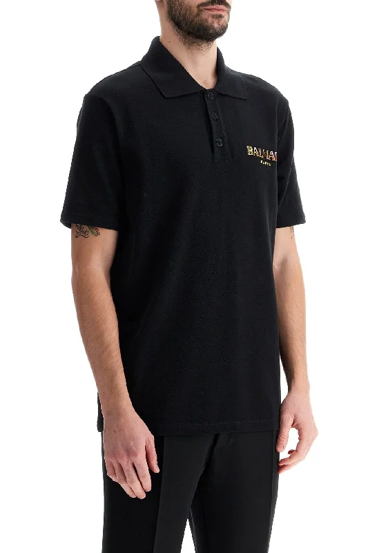 Men’s short-sleeve gully polos-"vintage Balmain Embroidered Polo Shirt