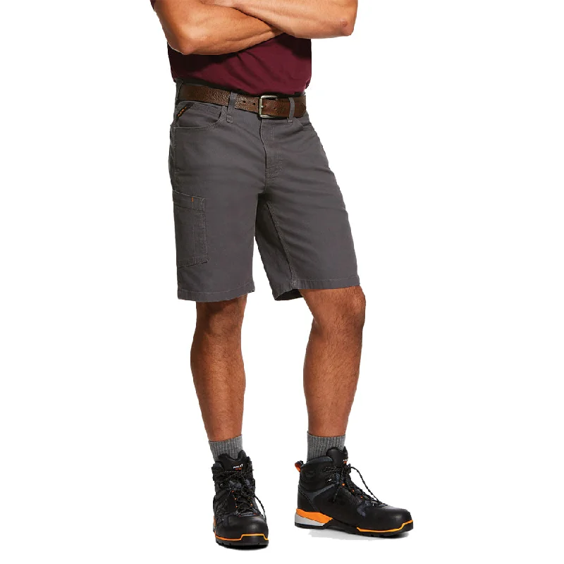 Men's plant-powered vegan pants-Ariat Men's Rebar DuraStretch Made Tough 10" Shorts_Rebar Grey