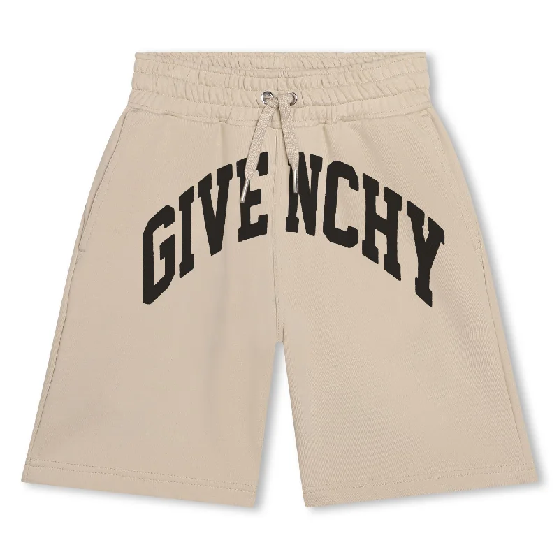 Men's slick hybrid pants-Beige Cotton Varsity Shorts