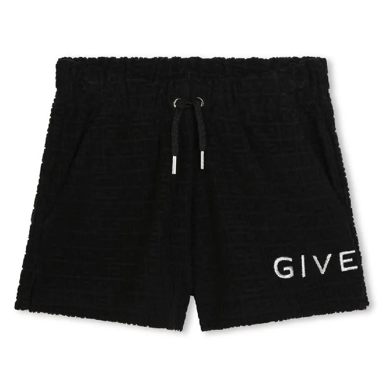 Men's average regular-length pants-Black 4G Logo Print Terry Shorts