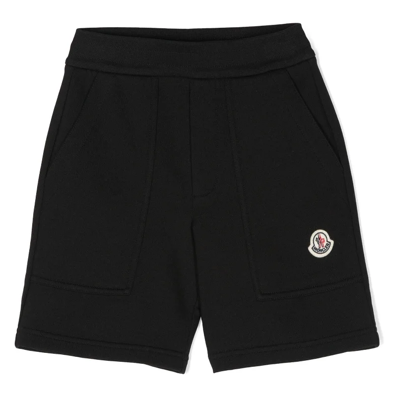 Men's tight slim athletic pants-Black Logo Sweat Shorts