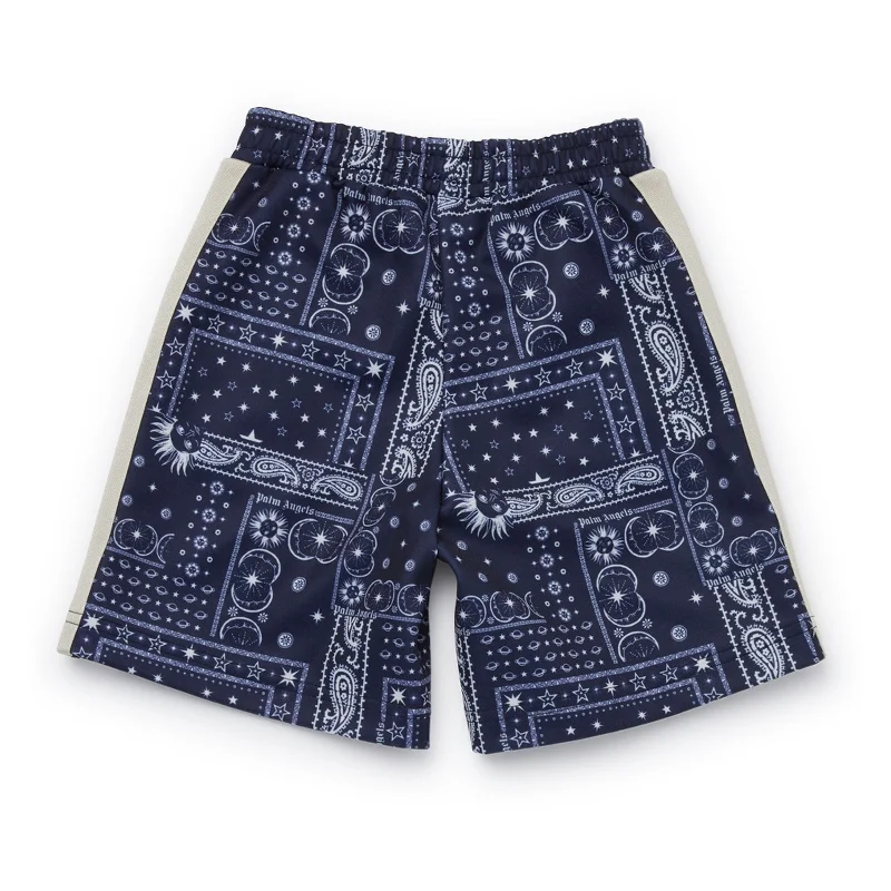 Men's ironclad durable work pants-Blue Viscose Bandana Shorts