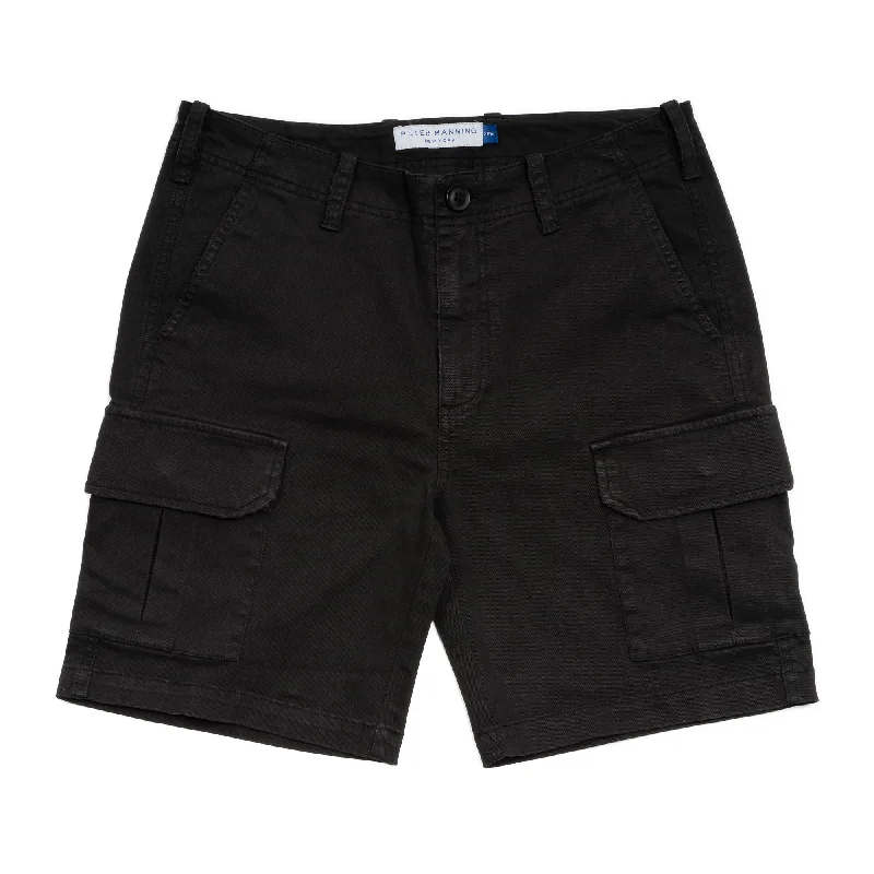 Men's zippy athletic jogger pants-Cargo Shorts - Black