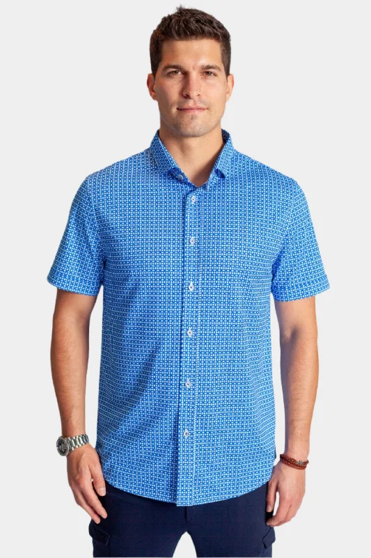 Men's no-name off-brand pants-Castille Check Short Sleeve Tech Shirt