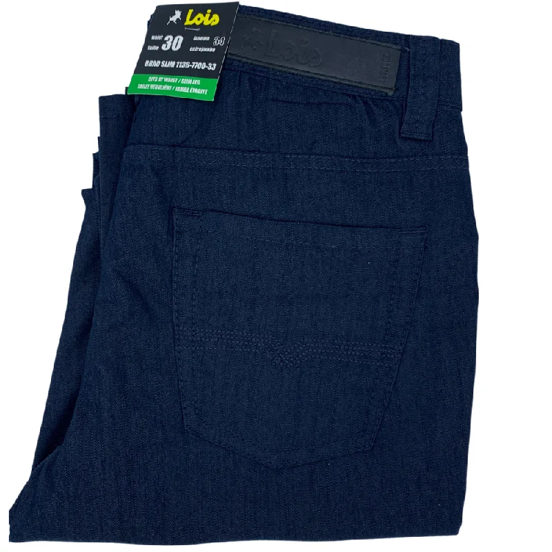 Men's burly tactical work pants-Lois Brad Slim Casual Pant Navy - 1136-7700-33 Navy