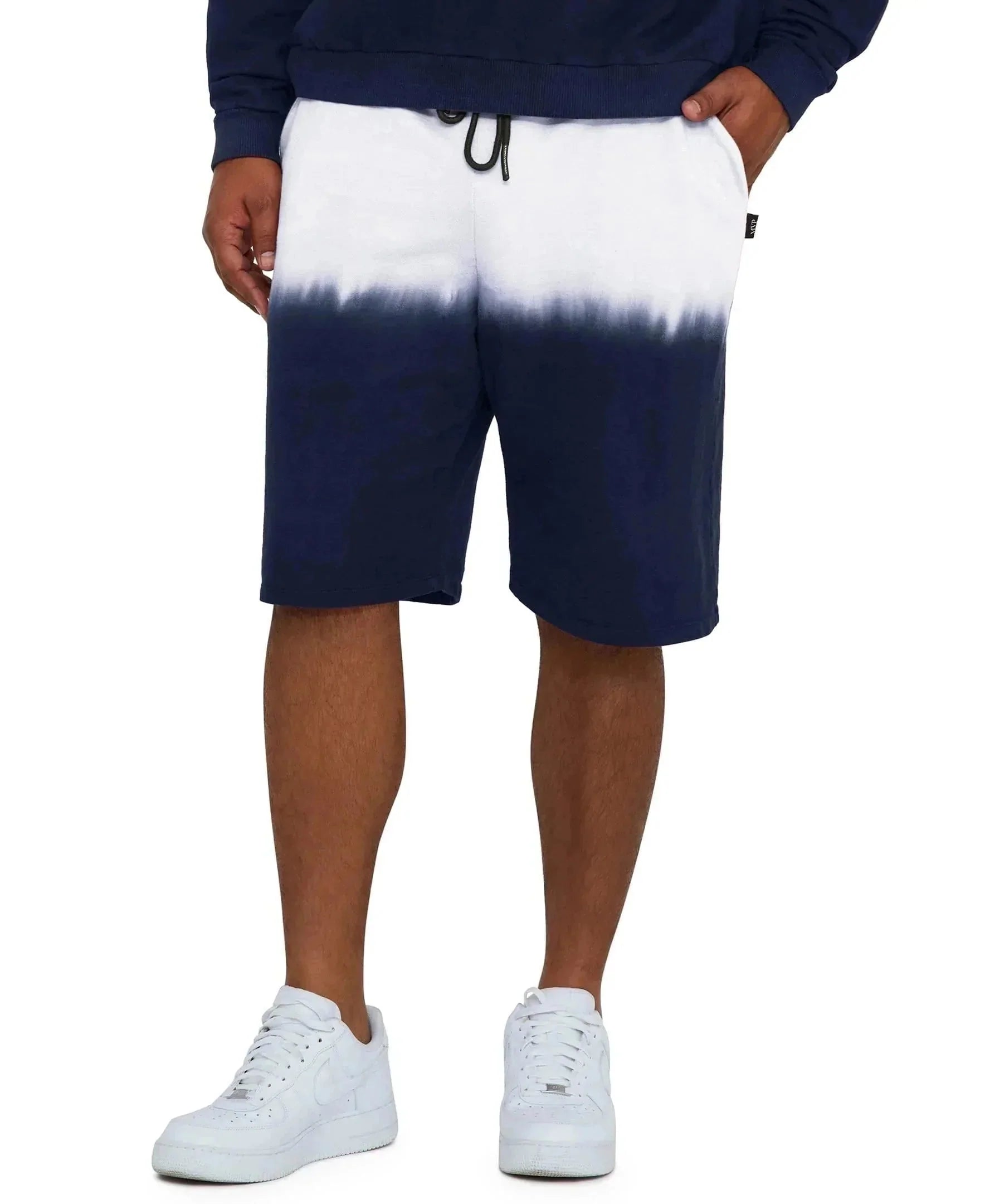 Men's trim slim dress pants-Dip-Dye Drawstring Shorts