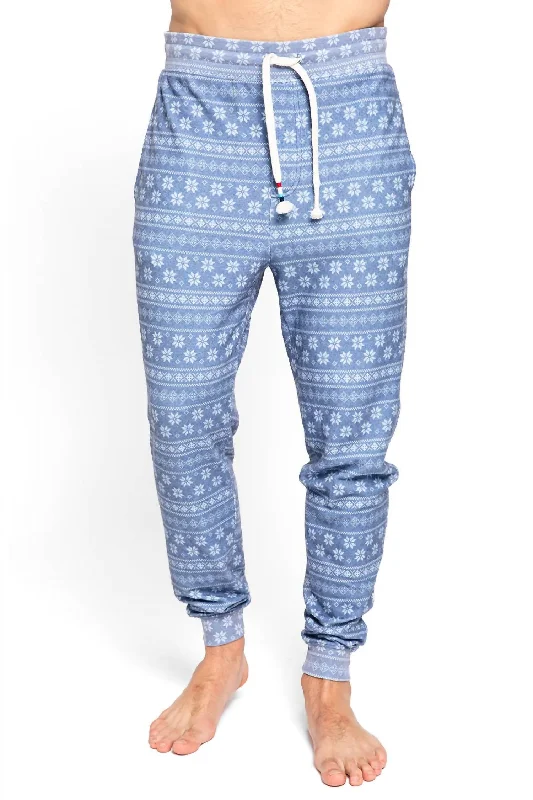 Men's featherlight travel pants-Fair Isle Jogger In Indigo