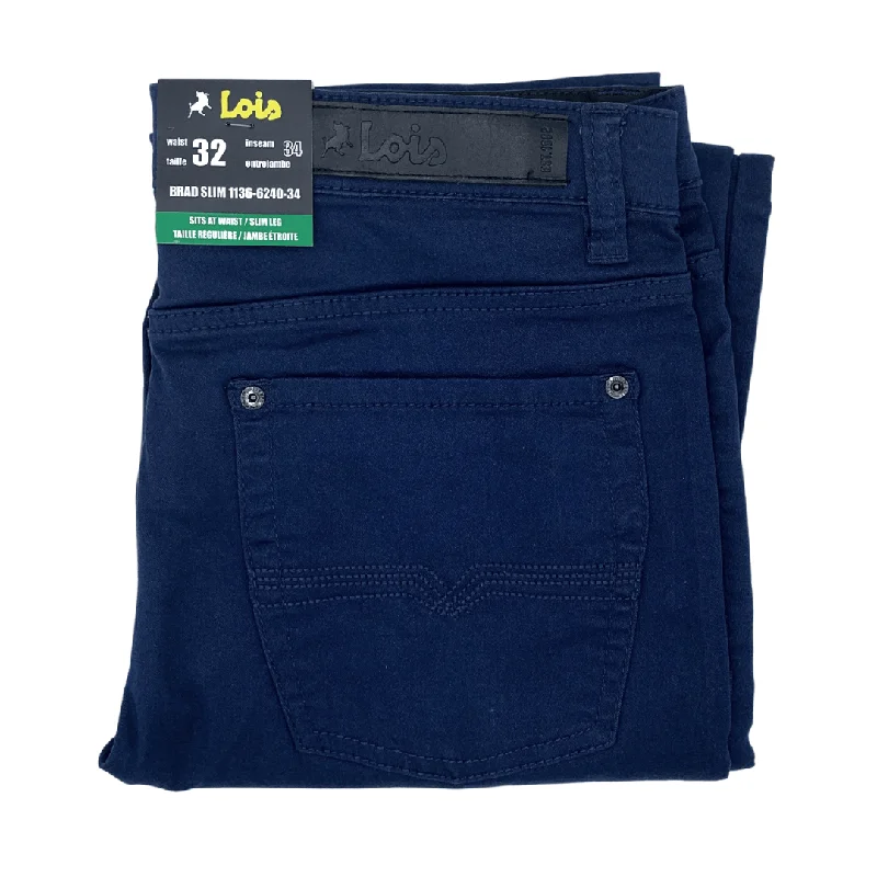 Men's sky-high high-rise pants-Lois Brad Slim Pant Dark Denim- 1136-6240-34