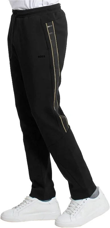 Men's pure organic cotton pants-Men's - Hadim Side Taping Logo Track Pants Jogger In Black